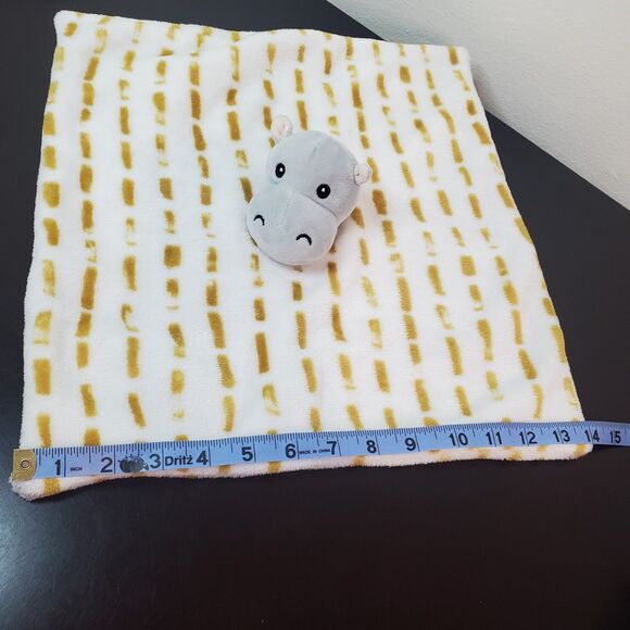Lila And Jack Gray Hippo Security Blanket Lovey Golden Stripes Plush Baby Toy - Picture 6 of 7